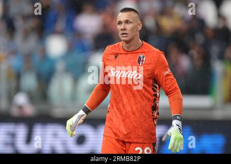 Turin, Italy. 27th Aug, 2023. Lukasz Skorupski of Bologna FC looks on during the Serie A match at Allianz Stadium, Turin. Picture credit should read: Jonathan Moscrop/Sportimage Credit: Sportimage Ltd/Alamy Live News Stock Photo