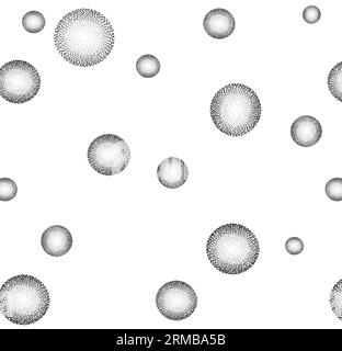 Nahtloses Muster mit abstrakten Punkten. Geometrischer Hintergrund der fließenden Kugel. Kreisförmige Kugel gepunktete Textur Stock Vektor