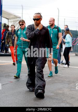 Zandvoort, Pays Bas. 27. August 2023. HAMILTON Lewis (gbr), Mercedes AMG F1 Team W14, Portrait während des Formel 1 Heineken Dutch Grand Prix 2023, 13. Runde der Formel-1-Weltmeisterschaft 2023 vom 25. Bis 28. August 2023 auf dem Zandvoort Circuit in Zandvoort, Niederlande - Foto DPPI Credit: DPPI Media/Alamy Live News Stockfoto
