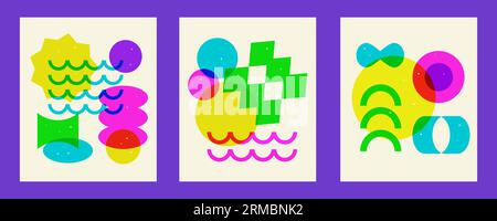 Geometriedruckcollage. Abstraktes geometrisches Set Stock Vektor