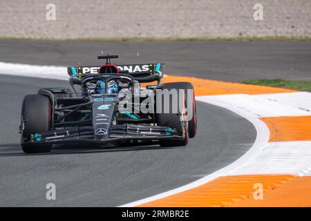 CIRCUIT ZANDVOORT, NETHERLANDS - AUGUST 25: George Russell, Mercedes F1 F1 W14 during the Dutch Grand Prix at Circuit Zandvoort on Friday August 25, 2023 in Zandvoort, Netherlands. (Photo by Michael Potts/BSR Agency) Credit: BSR Agency/Alamy Live News Stock Photo