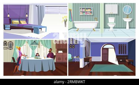 Rooms interior vector illustration set. Stock Vektor