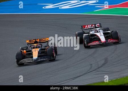 81 PIASTRI Oscar (aus), McLaren F1 Team MCL60, 20 MAGNUSSEN Kevin (den), Haas F1 Team VF-23 Ferrari, action during the 2023 Formula 1 Heineken Dutch Grand Prix, 13th round of the 2023 Formula One World Championship from August 25 to 28, 2023 on the Zandvoort Circuit, in Zandvoort, Netherlands - Photo Florent Gooden / DPPI Stock Photo