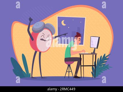 Clock concept background. Time management for persons exact vector template in cartoon style Stock Vektor