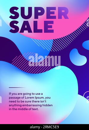 Super Sale-Schriftzug mit abstrakten, fließenden Formen Stock Vektor