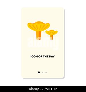 Gelbes Pfifferling-Pilze zum Essen oder Gericht flach Symbol Stock Vektor
