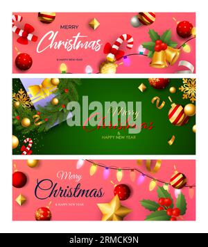 Weihnachtsbanner mit Zuckerrohr Stock Vektor