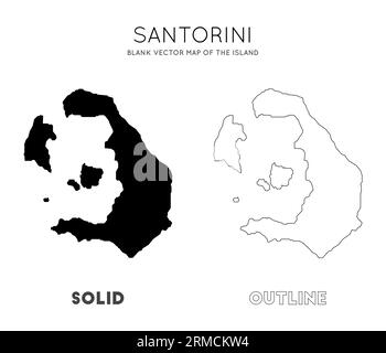 Santorini Karte. Leere Vektorkarte der Insel. Borders of Santorini für Ihre Infografik. Vektorillustration. Stock Vektor