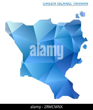 Vektor polygonale Green Island, Taiwan Karte. Lebendige, geometrische Insel in flachem Poly-Stil. Tolle Illustration für Ihre Infografiken. Stock Vektor