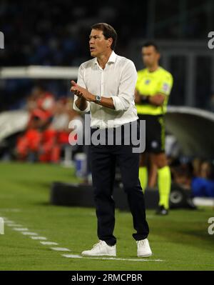 Neapel, Italien. 27. August 2023. Napolis Cheftrainer Rudi Garci wird am 27. August 2023 während eines Fußballspiels der Serie A zwischen Neapel und Sassuolo in Neapel gesehen. Kredit: Augusto Casasoli/Xinhua/Alamy Live News Stockfoto