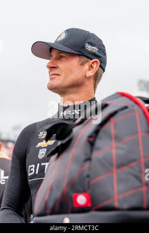 Madison, IL, USA. 27. August 2023. Treiber der INDYCAR-Serie, RYAN HUNTER-REAY (20) von ft. Lauderdale, Florida, bereitet sich auf dem World Wide Technology Raceway in Madison, IL, USA, auf Qualität für die Bommarito Automotive Group 500 vor. (Bild: © Walter G Arce SR Grindstone Medi/ASP) NUR REDAKTIONELLE VERWENDUNG! Nicht für kommerzielle ZWECKE! Stockfoto