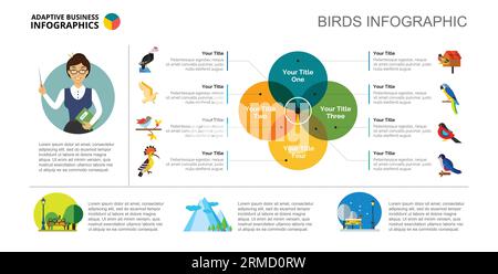 Venn-Diagramm mit Vorlage für fünf Elemente Stock Vektor