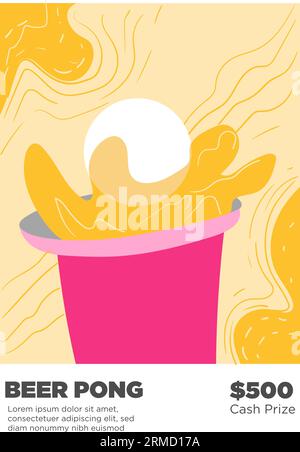 Abstrakter Stil Bier Pong Poster Vorlage Vektor Illustration Stock Vektor