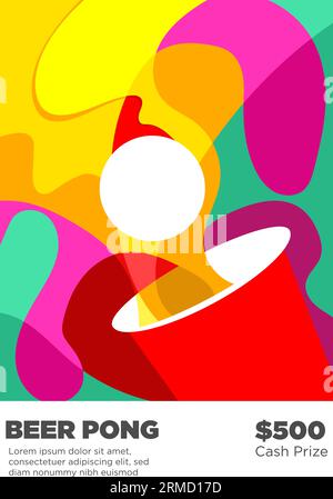 Abstrakter Stil Bier Pong Poster Vorlage Vektor Illustration Stock Vektor