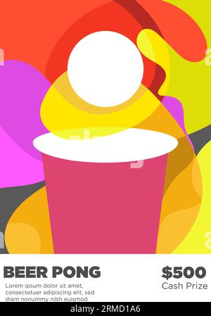 Abstrakter Stil Bier Pong Poster Vorlage Vektor Illustration Stock Vektor