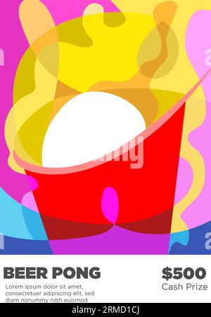 Abstrakter Stil Bier Pong Poster Vorlage Vektor Illustration Stock Vektor