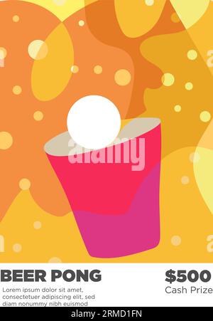 Abstrakter Stil Bier Pong Poster Vorlage Vektor Illustration Stock Vektor