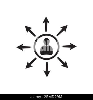 Delegierung, Verwaltungssymbol auf weißem Hintergrund Stock Vektor