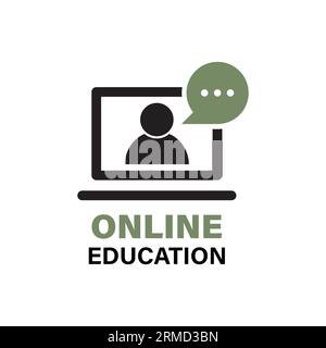 Online-Schulungsressourcen Vektorzeilensymbol, Online-Schulungskurse, Fernunterricht, E-Learning-Tutorials. Stock Vektor