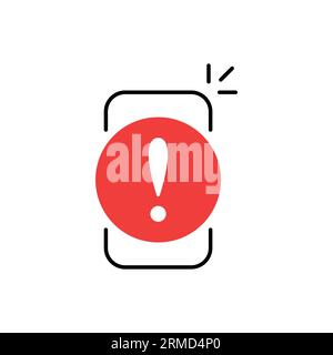 Notruf- oder Alarmsymbol mit einfachem Telefon. Flacher Umriss Trend modernes Design-Element für das grafische Webdesign des Zugangslogotyps. Konzept des Smartphone-Symbols Stock Vektor