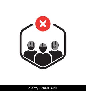 Schwarze Teamsymbole wie schlechte Teamarbeit oder Zusammenarbeit. Konzept einer nicht wirksamen Zusammenarbeit oder eines Piktogramms zur Einstellung. Moderne Logografik mit flachem Trend Stock Vektor