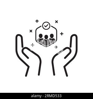 Beziehungs- oder Community-Symbol wie Customer Care. Grafische Gestaltung des Logotyps der Personalabteilung. Konzept der individuellen Entscheidung oder des Guten Stock Vektor