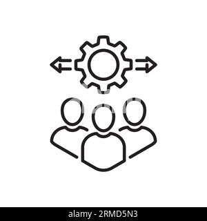 Schlanke Linie einfache Bedienung wie Teamarbeitssymbol. Linear-Trend-Lineart-technische vereinigung von Menschen Logotyp grafische Strichkunst Design isoliert auf wh Stock Vektor