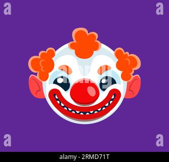 Halloween-Comic-Emoji-Charakter mit einem wütenden Ausdruck, feurigen Augen, gruseligen Grinsen und übertriebenen Features. Ein gruseliges Em Stock Vektor