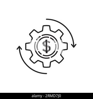 Symbol für die effiziente Verwendung von Geldern oder Geldmanagement. Dünner Strichtrend modernes Design mit Fin-Tech oder Capital-Logo, isoliert auf weiß. Konzept Stock Vektor