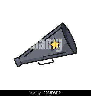 Filmregisseur Vintage Megaphon, Symbol für Videoproduktion. Vektorzeichen für Kinoproduktion, Filmkunst oder Videoindustrie. Filmstudio m Stock Vektor