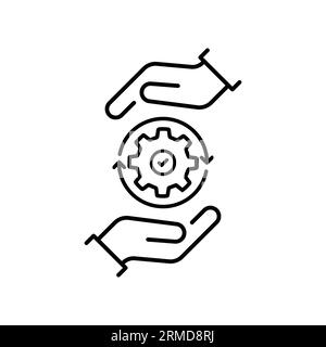 Symbol für dünnes Arbeitsgerät oder Betriebsprozess. Konzept des Projektabschlussschilds und des einfachen Strategiesymbols. Linearer Trend, linearer Fix oder Plan-Logotyp g Stock Vektor