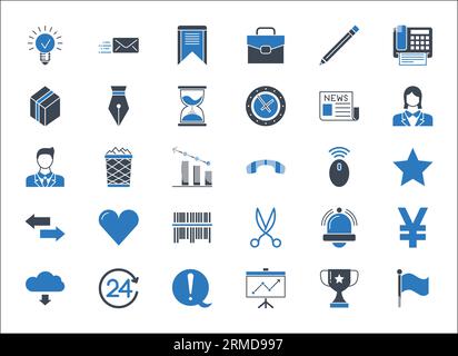 Die Symbole für Vektor Business, Banking und Finanzen blau einstellen Stock Vektor