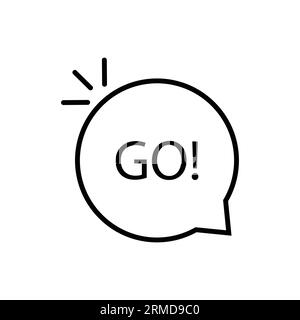 Thin Line Go-Sprechblase wie Action. Abstrakter Stil Trend Modern Move Logotype Grafik Web Design-Element isoliert auf weißem Hintergrund. Konzept von Stock Vektor