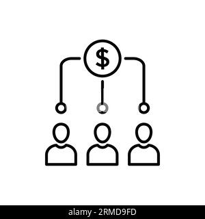 Abstraktes Symbol für Teamarbeit von schlanken Investoren. Konzept des Finanzeinkommens oder der Kapitalkonferenz oder Versicherung. Skizzieren Sie Trendsponsor oder reiche Leute Logot Stock Vektor