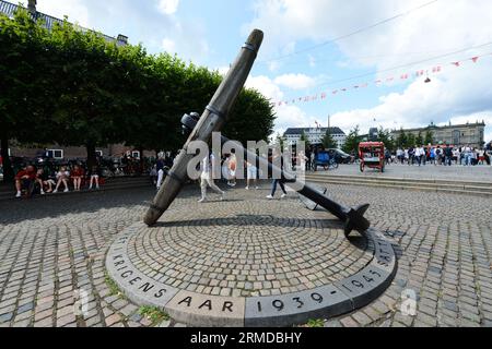 Der Gedenkanker in Nyhavn, Kopenhagen, Dänemark. Stockfoto