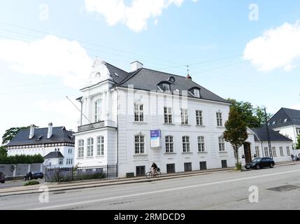 Ein wunderschönes Gebäude auf der Kristianiagade 7 in Kopenhagen, Dänemark. Stockfoto