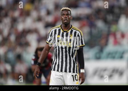 Turin, Italien. 27. August 2023. Paul Pogba von Juventus wurde während des SERIE A TIM 2023/24 Fußballspiels zwischen Juventus und Bologna im Allianz Stadium gesehen. Endnote: Juventus 1:1 Bologna (Foto: Grzegorz Wajda/SOPA Images/SIPA USA) Credit: SIPA USA/Alamy Live News Stockfoto