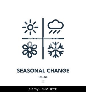 Symbol Für Saisonale Änderung. Klima, Jahreszeit, Wetter. Bearbeitbare Kontur. Symbol „Einfacher Vektor“ Stock Vektor