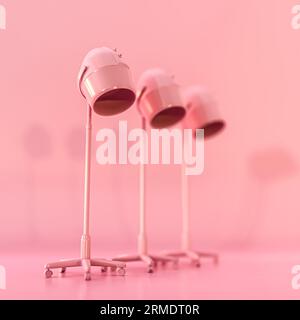 Salontrockner isoliert auf rosa 3D-Illustration Stockfoto