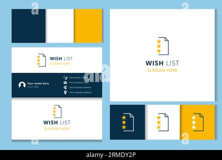 Logo-Design mit Wunschliste und editierbarem Slogan. Markenbuch und Visitenkartenvorlage. Stock Vektor