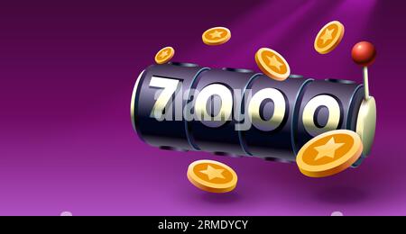 Slots Freispiele 7000, Werbeflyer Poster, Bannerspiel. Vektor Stock Vektor