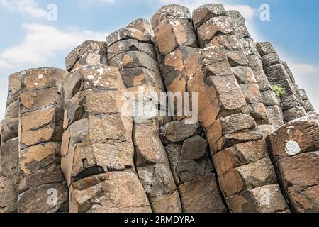 Eine Seite des Giant's Gate, Giant Causeway, Basaltsäulen, Causeway Coastal Path, County Antrim, Nordirland, Vereinigtes Königreich Stockfoto