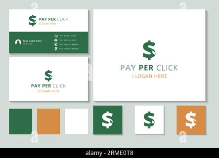 Pay-per-Click-Logo mit editierbarem Slogan. Branding-Buch und Visitenkartenvorlage. Stock Vektor