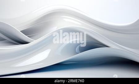 Minimalistischer 3D abstrakter welliger weißer Hintergrund realistisch Stockfoto