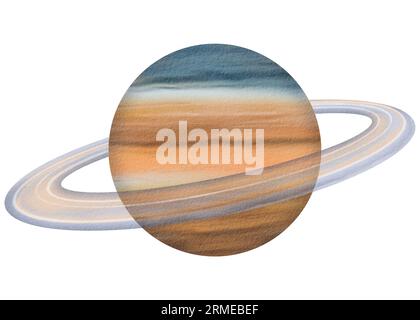 Saturn - der sechste Planet im Sonnensystem mit majestätischen Ringen. Für Schulen, Astronomieunterricht und Tagebücher. In der Astrologie Schutzpatron des Steinbocks Stockfoto