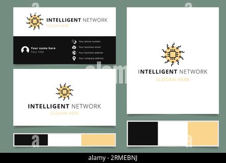 Intelligentes Netzwerk-Logo mit editierbarem Slogan. Markenbuch und Visitenkartenvorlage. Stock Vektor