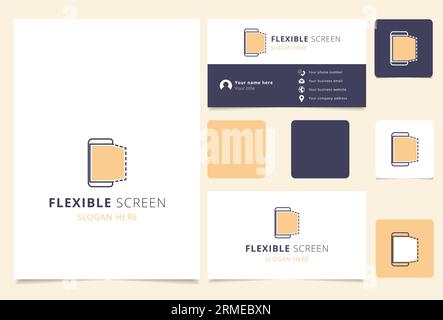 Flexibles Logo-Design auf dem Bildschirm mit editierbarem Slogan. Markenbuch und Visitenkartenvorlage. Stock Vektor