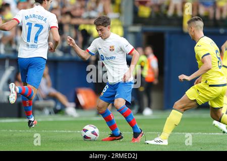 Vila-Real, Spanien. 27. August 2023. Gavi (Barcelona) Fußball/Fußball : spanisches Spiel der 'LaLiga EA Sports' zwischen Villarreal CF 3-4 FC Barcelona im Estadio de la Ceramica in Vila-Real, Spanien. Quelle: Mutsu Kawamori/AFLO/Alamy Live News Stockfoto