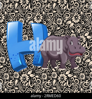 Alphabet Kleinbuchstabe H , Alphabet Letter Design, Alphabet Letter Illustration, Letzte Kunst, Schrift Illustration, Alphabetvektor, Schriftartvektor Stock Vektor