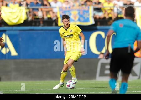 Vila-Real, Spanien. 27. August 2023. Jorge Cuenca (Villarreal) Fußball/Fußball : spanisches Spiel der 'LaLiga EA Sports' zwischen Villarreal CF 3-4 FC Barcelona im Estadio de la Ceramica in Vila-Real, Spanien. Quelle: Mutsu Kawamori/AFLO/Alamy Live News Stockfoto